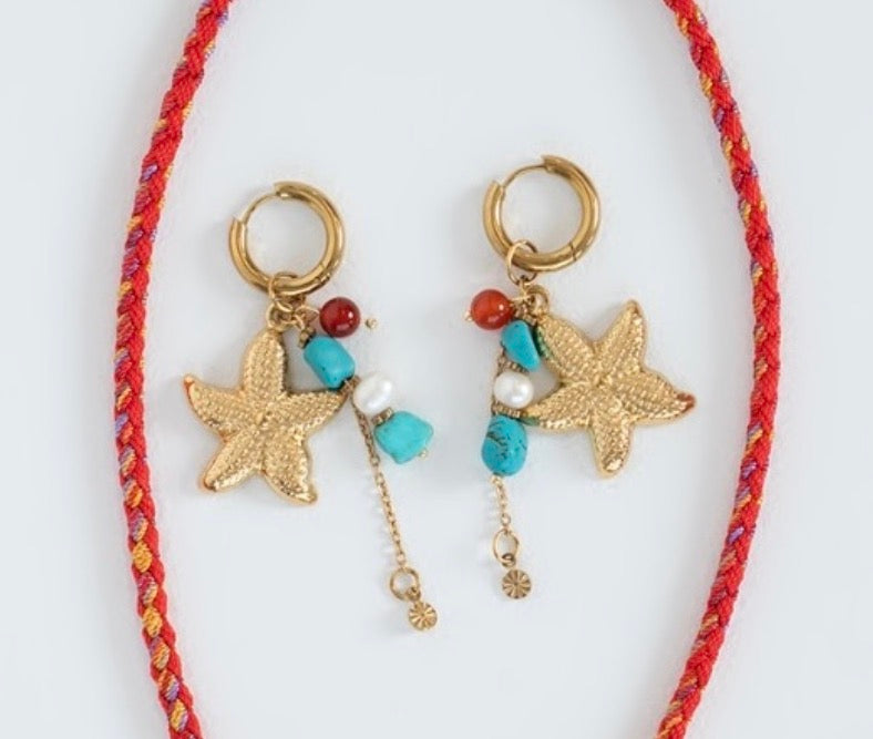 Alba Sole Ruby Red Starfish Earrings