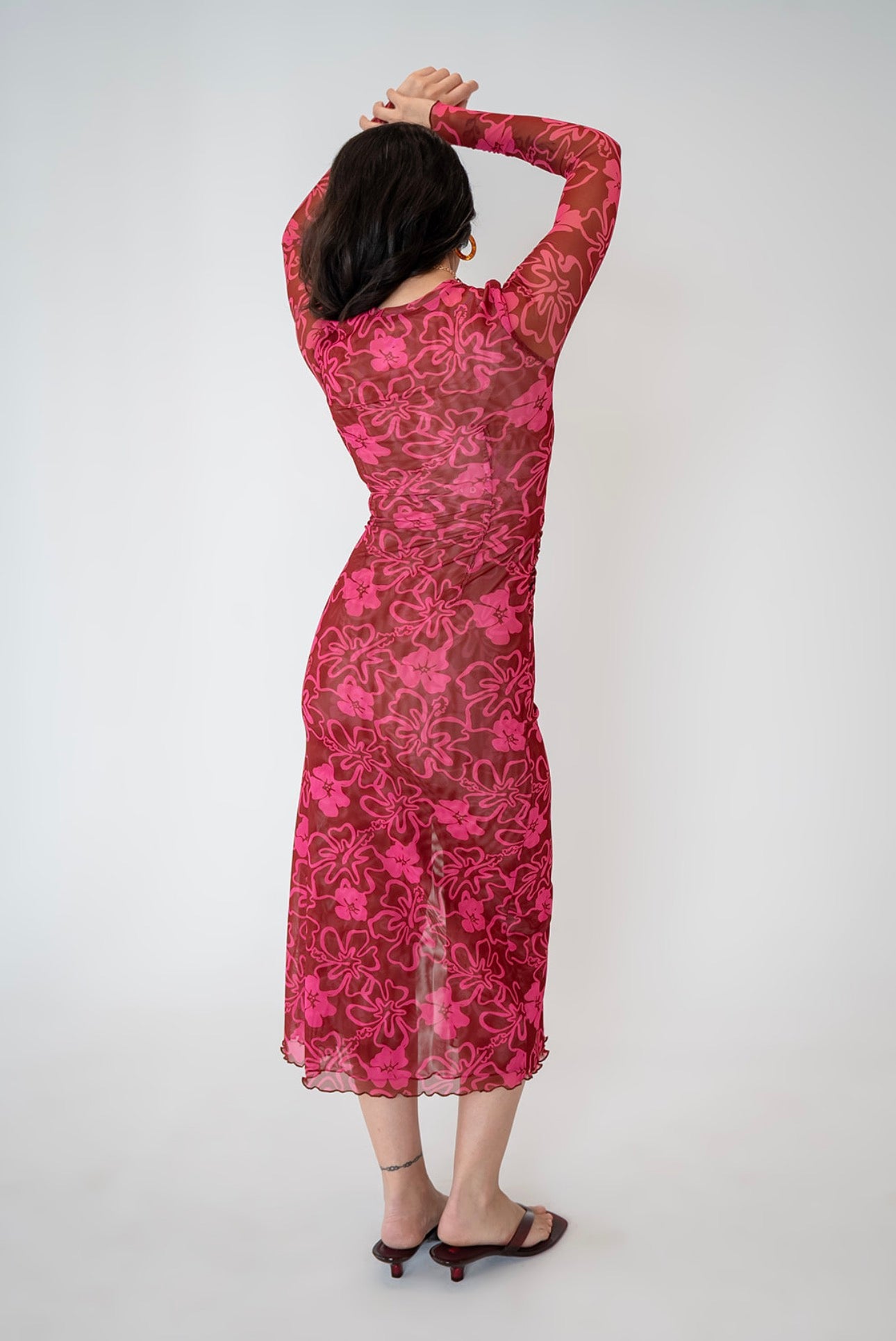 Angela Mesh Midi Fitted Long Sleeve Dress PRE-ORDER NOW