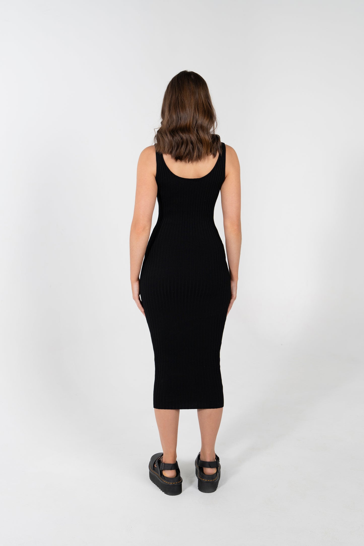 ZINNIA SMOOTHING BODY CON RIB DRESS BLACK