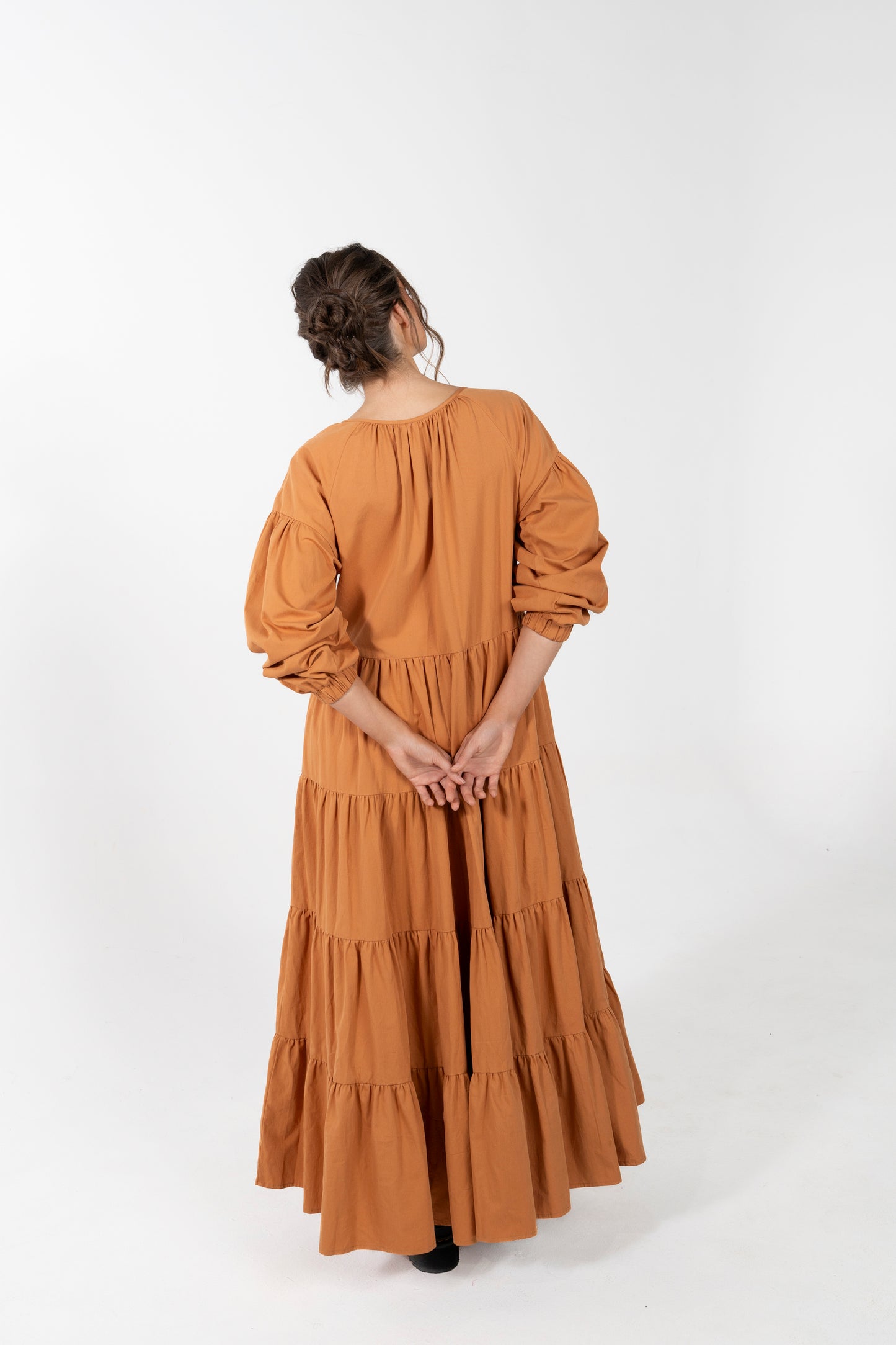 OLIVIA TIERED BUTTON DOWN BOHO MAXI DRESS