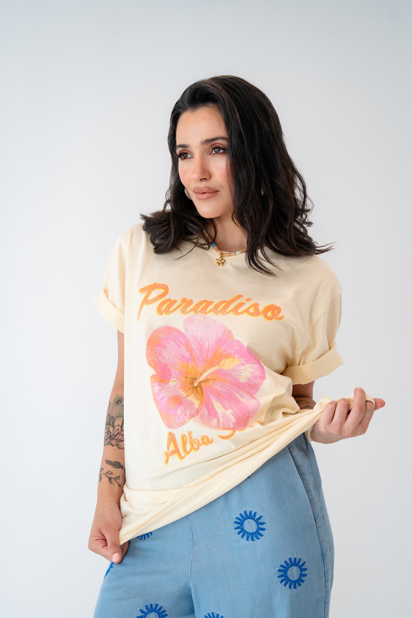 Paradiso Alba Sole Oversize Printed Tee Butter cream and Mandarin PRE-ORDER NOW