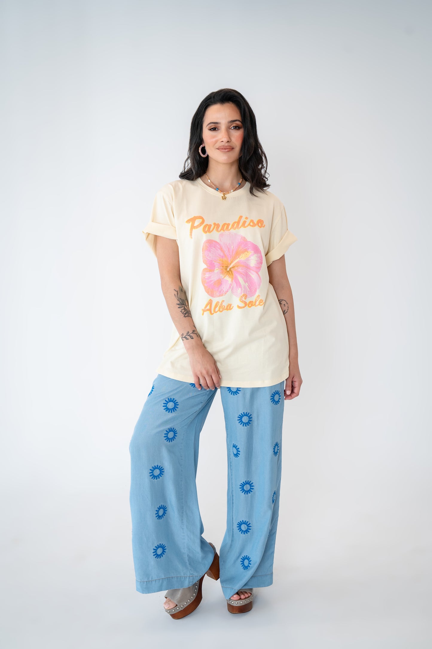 Paradiso Alba Sole Oversize Printed Tee Butter cream and Mandarin PRE-ORDER NOW