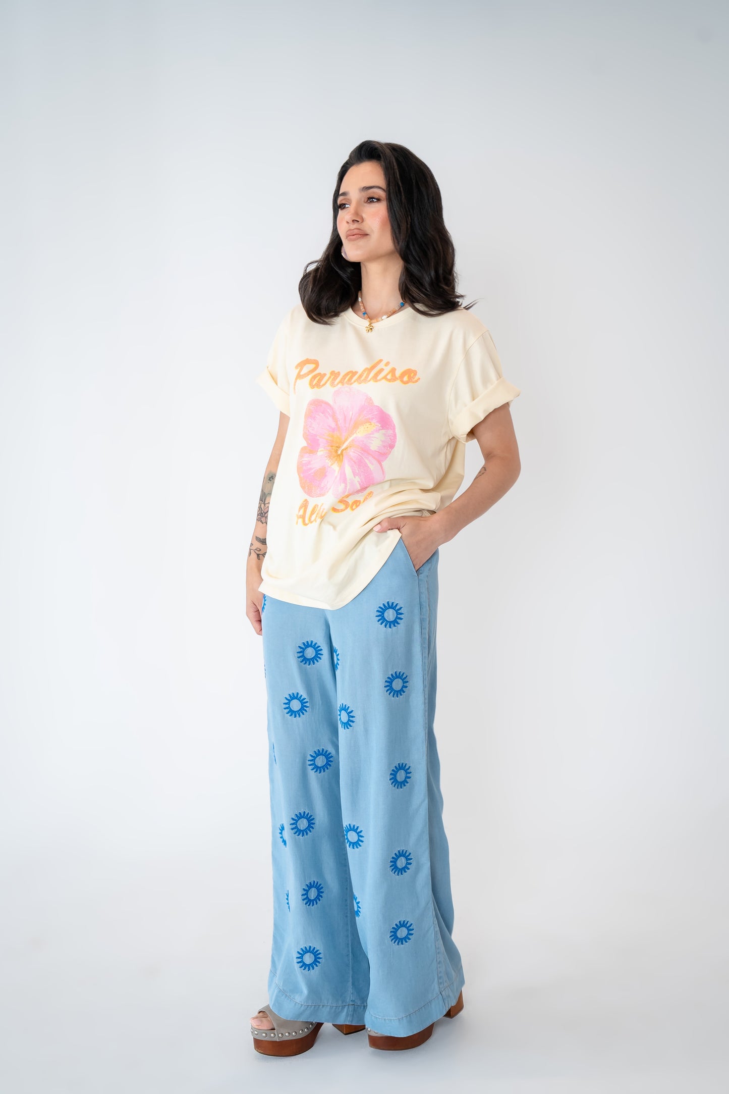 Paradiso Alba Sole Oversize Printed Tee Butter cream and Mandarin PRE-ORDER NOW