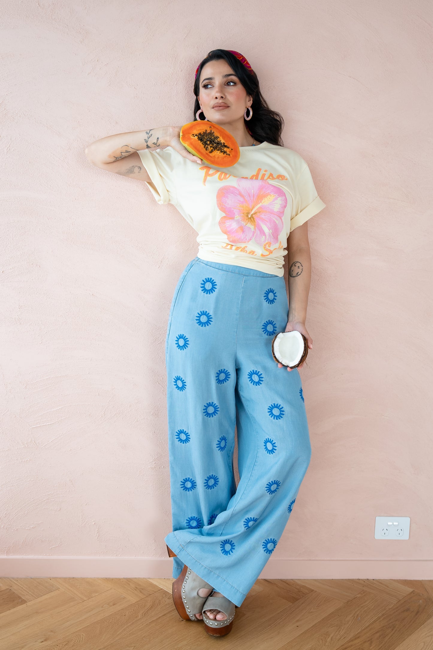 Paradiso Alba Sole Oversize Printed Tee Butter cream and Mandarin PRE-ORDER NOW