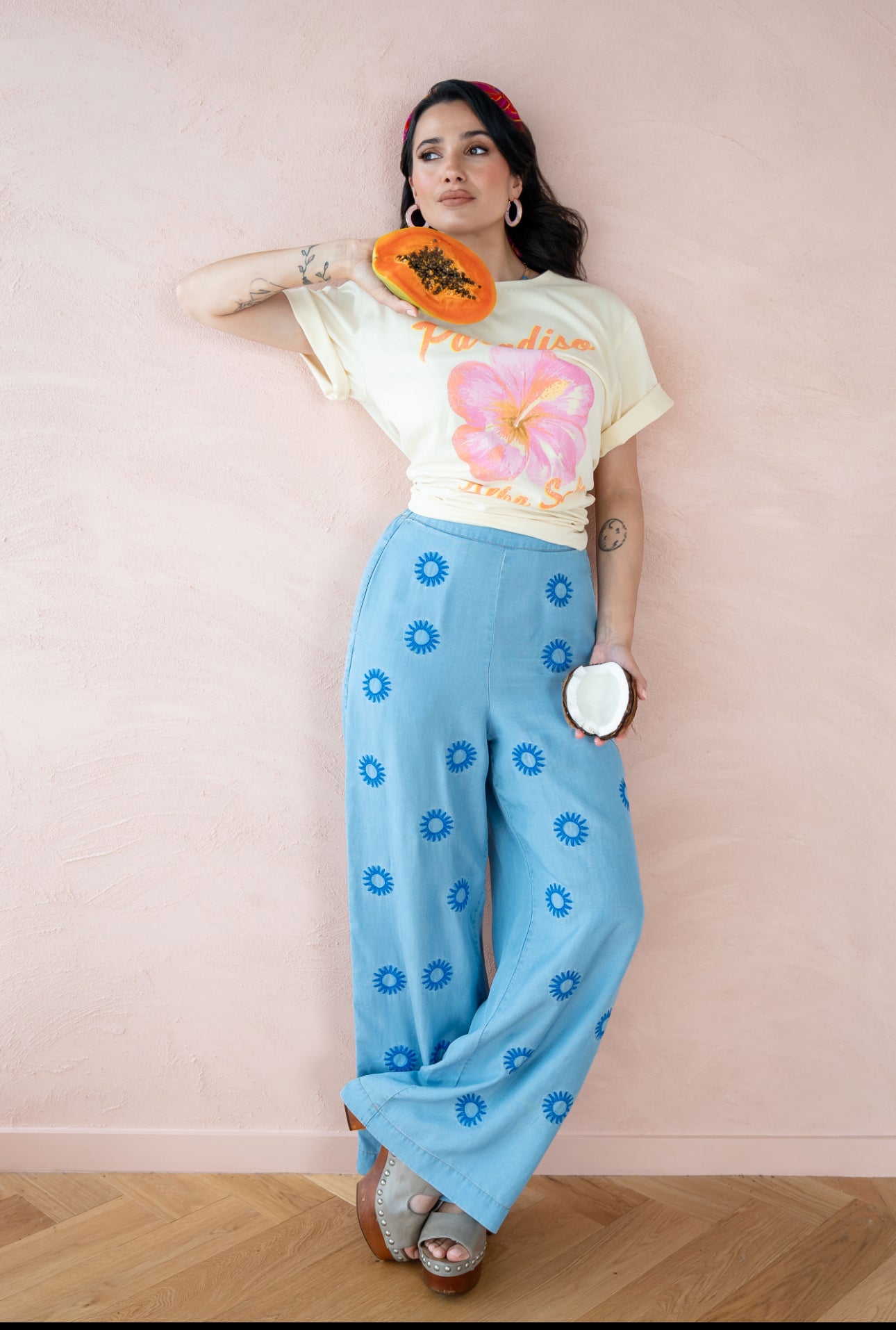 Sole Wide Leg Embroidered Pant- PRE-ORDER NOW