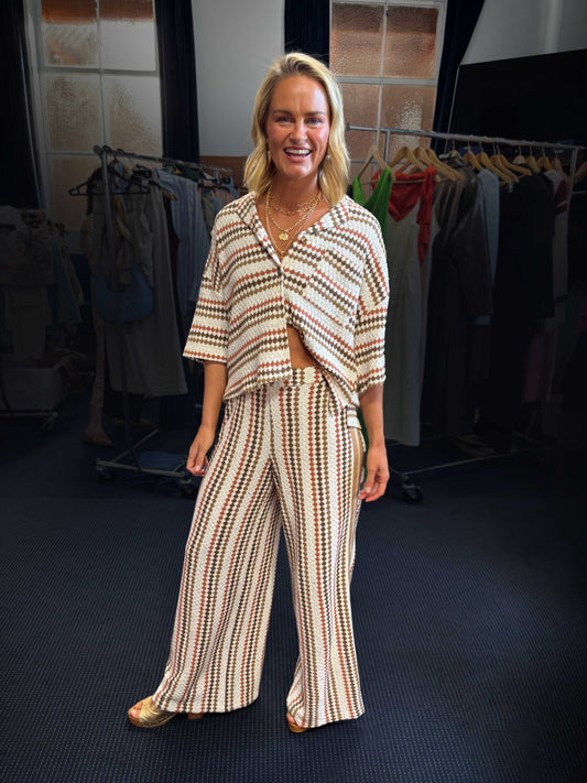 PRE-ORDER Florence Textured Side Stripe Wide Leg Pant