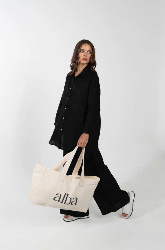 PINA  RELAXED OVERSIZE SWING POCKET SHIRT- NERO