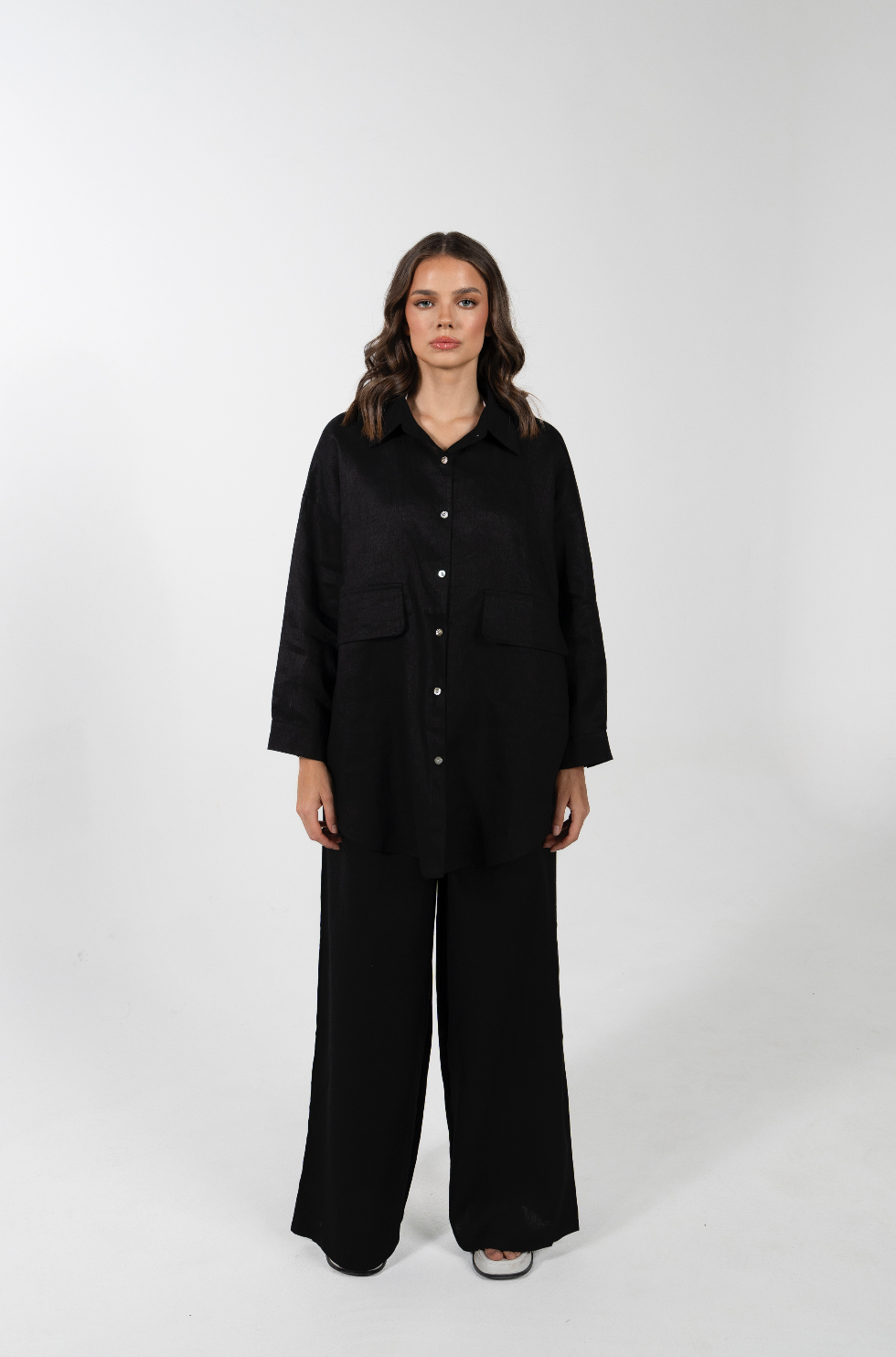 PINA  RELAXED OVERSIZE SWING POCKET SHIRT- NERO