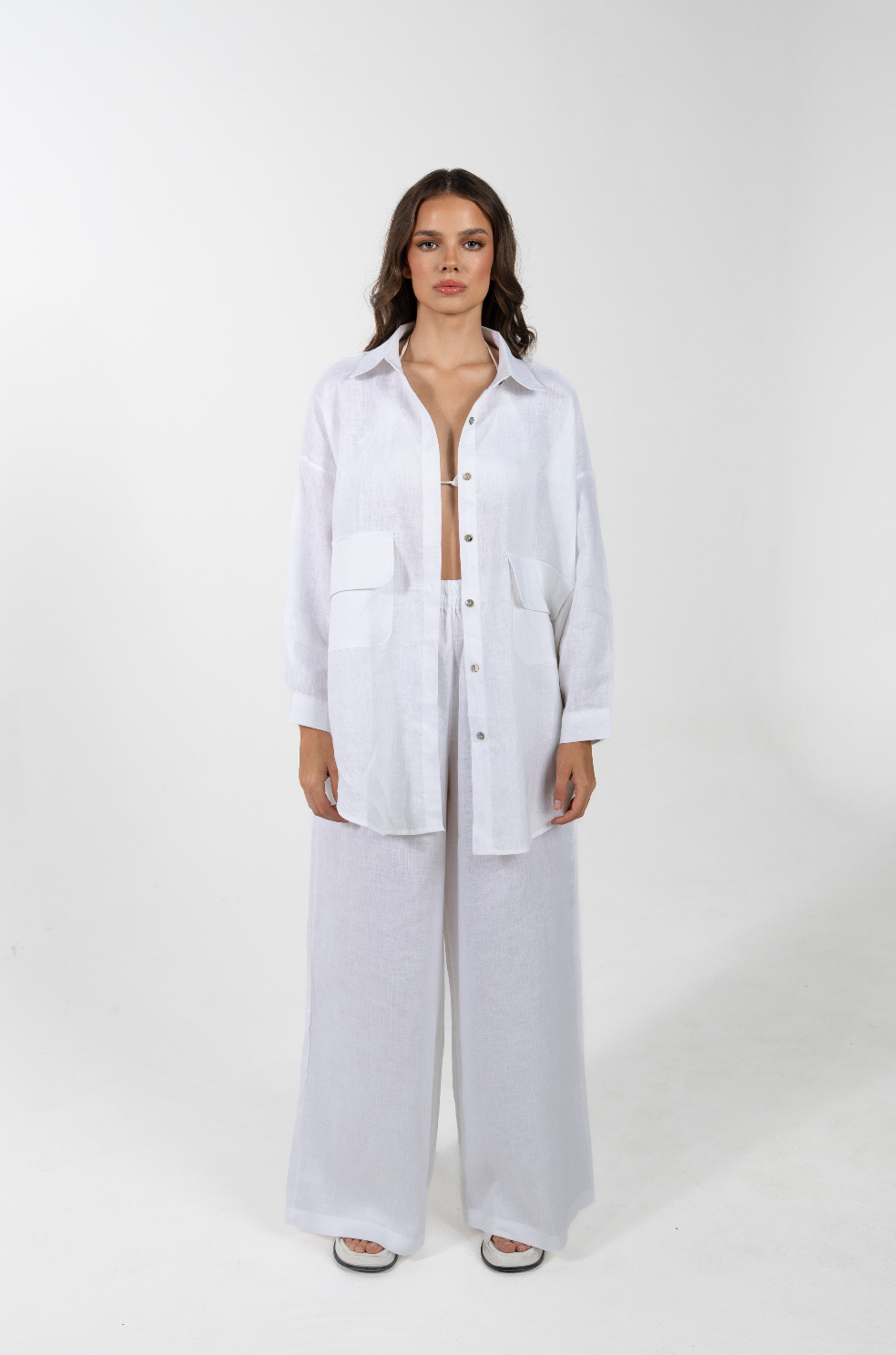 PINA RELAXED OVERSIZE SWING POCKET SHIRT- BIANCO