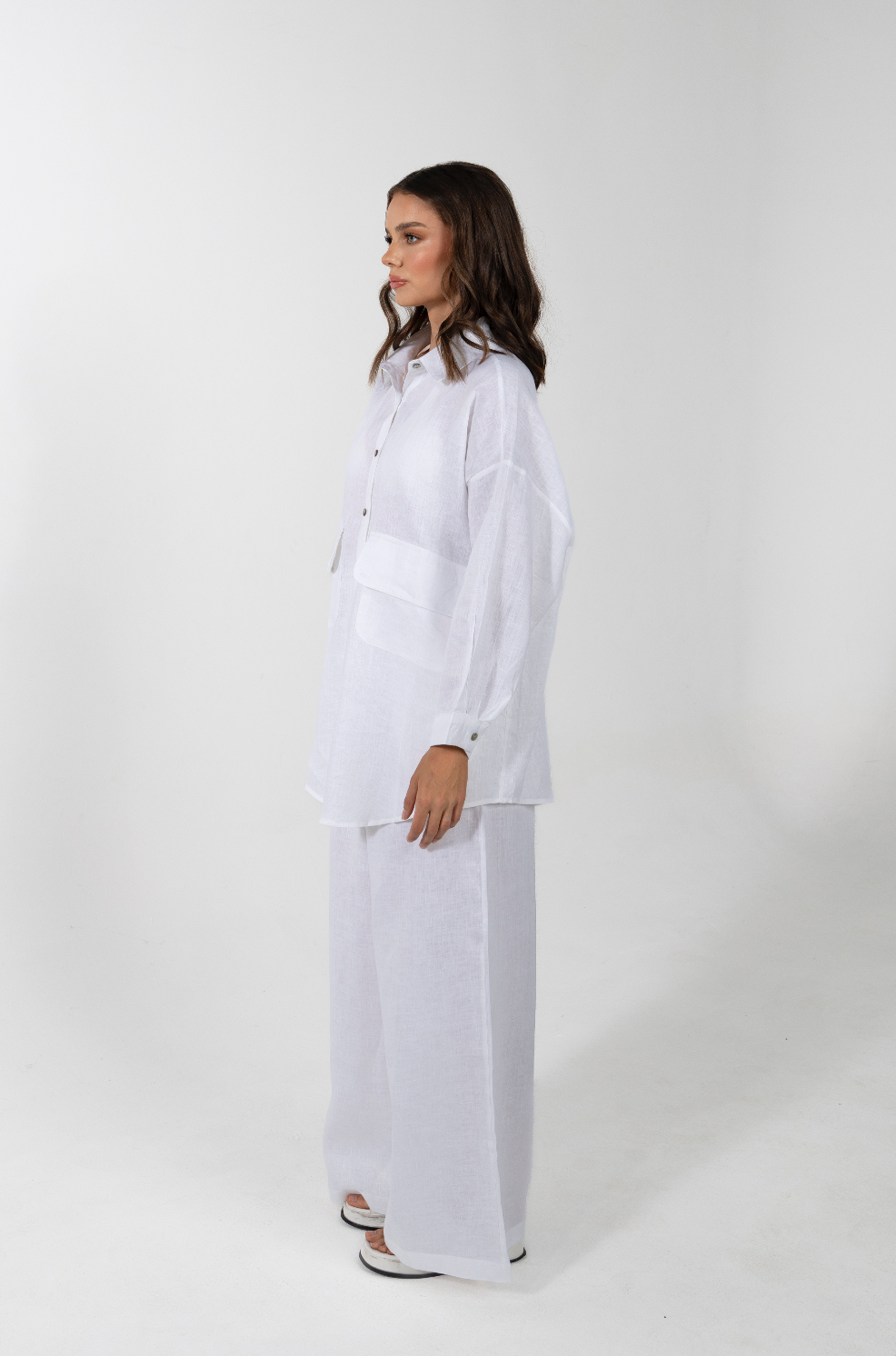 PINA RELAXED OVERSIZE SWING POCKET SHIRT- BIANCO