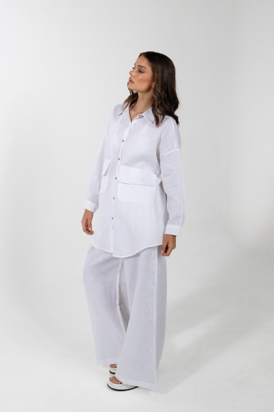 PINA RELAXED OVERSIZE SWING POCKET SHIRT- BIANCO